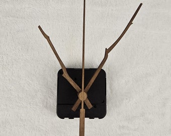 Silent quartz clock movement with wooden branch hands for wall clocks, wooden clock hands set for clocks, quartz clock repair accessories