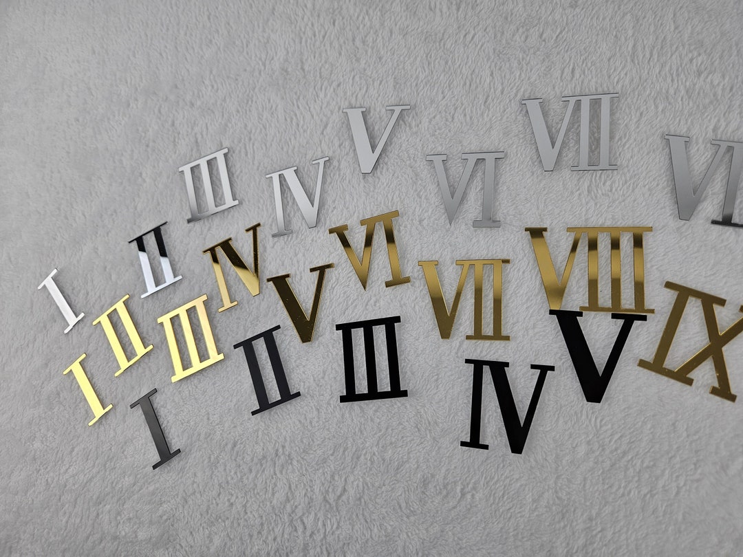 Roman Numerals Mirror Acrylic 5 Cm, Mirrored Gold, Silver, Black ...