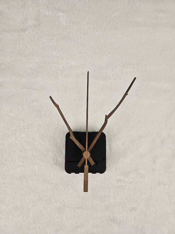 Quarz Uhrwerk lautlos mit Holz Ast Zeigern für Wanduhr, Uhrzeiger aus Holz im Set für Uhr, Quarz Uhr Reperatur Uhrzubehör