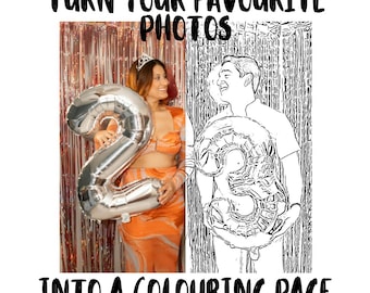 Custom Photo Colouring Page DIGITAL – Personalized Photo-to-Colour Pages, Unique Gift for Family & Kids