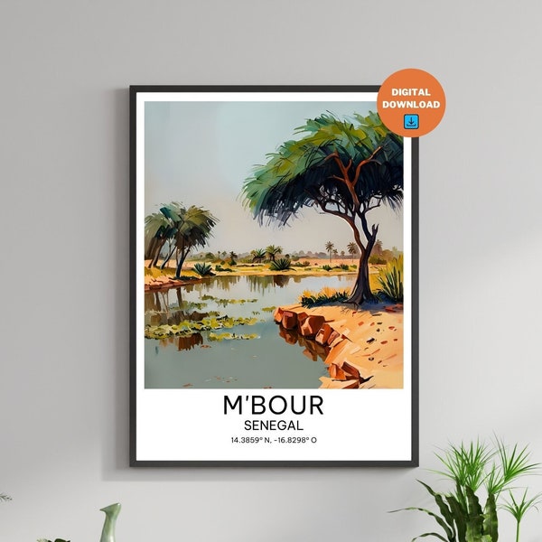 M'bour Printable Wall Art, Senegal Poster,  Downloadable Wall Decor, Unique Digital Gift, African Wildlife Digital Art, Home Decoration