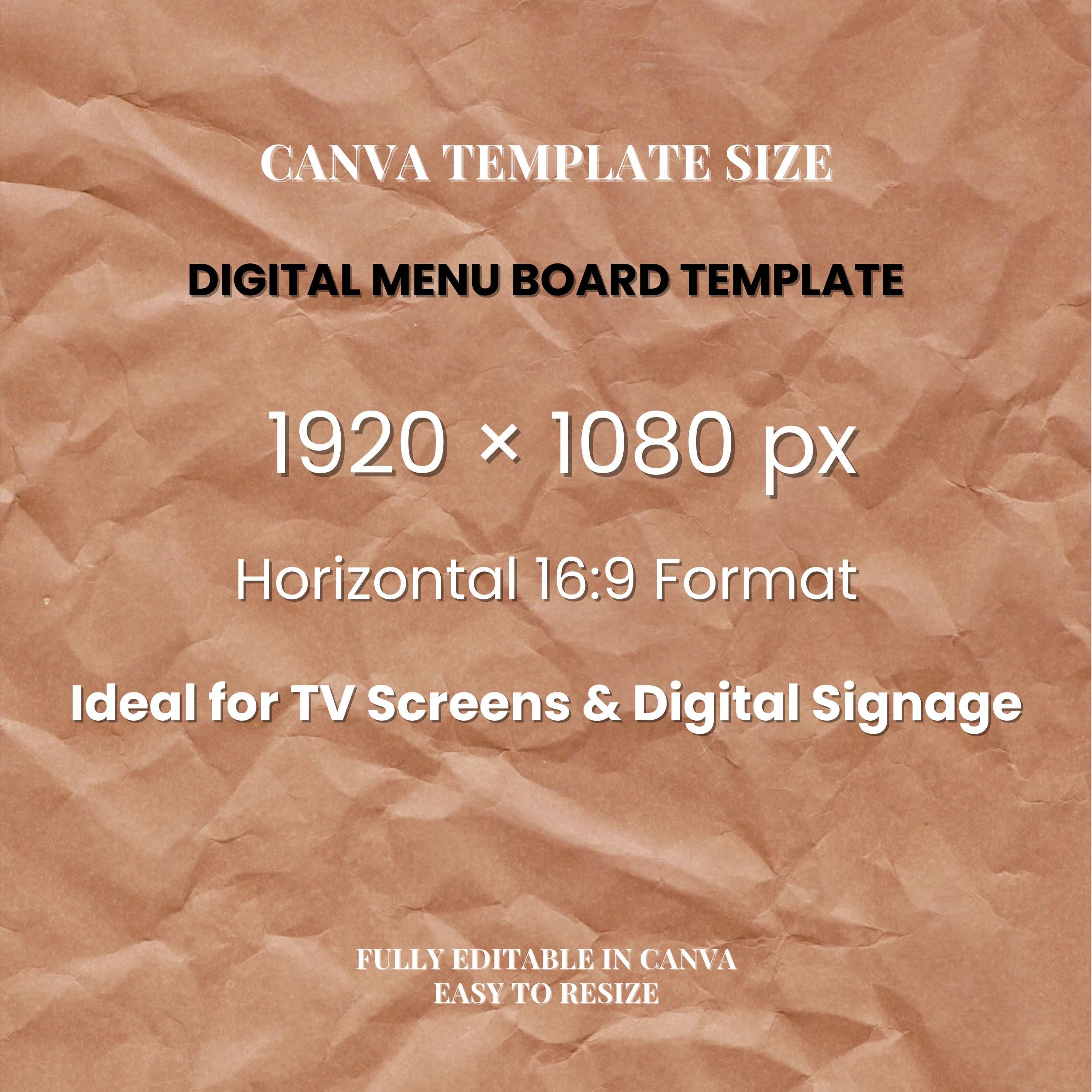Digital Menu Board Canva Template, 1920x1080 Restaurant TV Menu ...
