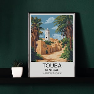 Touba Senegal Poster PNG, West Africa Wall Art, Historic Village Print, Travel Gift, Architecture Landscape, Home Decor, Digital Download