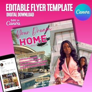 Real Estate Flyer Template, DIY Flyer Template Design, Real Estate Marketing, Social Media Flyer, Home Buying Flyer, Open House Flyer