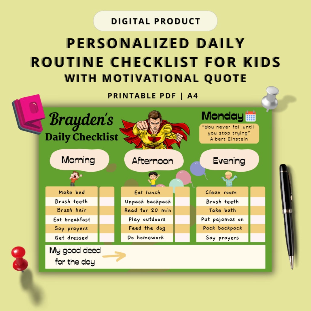 customizable-daily-checklist-for-kids-printable-to-do-list-etsy