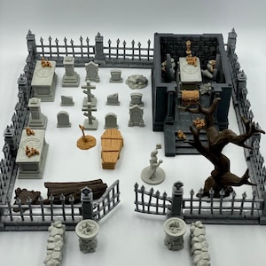 3D-Printed Crypt with Optional Props and Lights for D&D, Tabletop RPGs - 28-32mm - For Gloomhaven, Pathfinder - Ideal for Spooky Game Nights