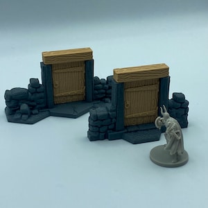 3D Printed Stone and Wood Doors for Gloomhaven and Dnd | Dual-Color Gaming Doors with Frames | RPG Terrain Upgrade | Tabletop Accessories