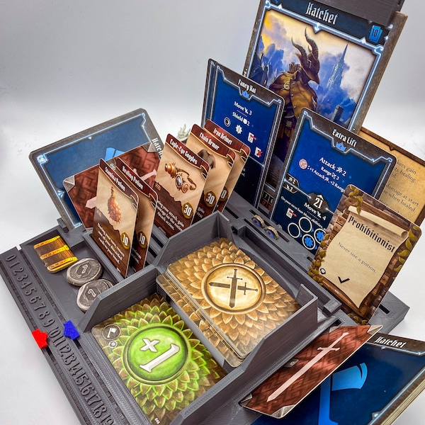 Stackable Player Dashboard and HP-XP Tracker Elevate Gloomhaven and Frosthaven Games with Space-Saving Design & Functionality