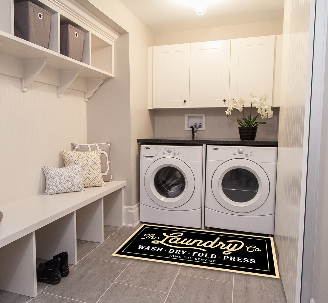 Printed Laundry Room Area Rug Machine Washable Nonslip Etsy