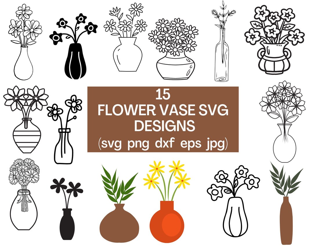 Flower Vase Svg, Flower Bouquet Svg, Vase Svg, Flower Vase, Vase Cut