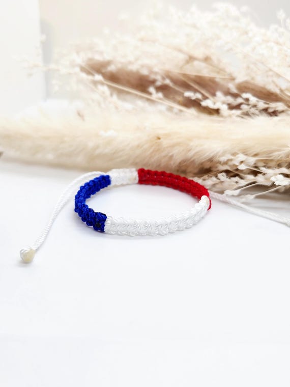 Bracciale Con Bandiera Francia - Rosso, Bianco, Blu, Regolabile Per Uomo E Donna - Foto 9