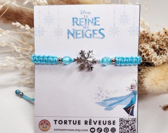Elsa Inspired Bracelet – Frozen | Handmade | Sky Blue | Stainless Steel Snowflake Pendant | Adjustable & Customizable