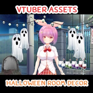 Vtuber assets : Halloween room Decor (png+Rig live2d)