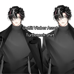 May include: A black turtleneck shirt with a black jacket. The text "Outfit Vtuber Asset Turtle neck shirt" is visible in the image.