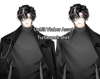 May include: A black turtleneck shirt with a black jacket. The text "Outfit Vtuber Asset Turtle neck shirt" is visible in the image.