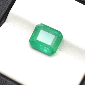 Esmeralda natural 3,45 cts Verde vivo - Esmeralda certificada Octágono - Esmeralda natural sin tratar Octágono - Esmeralda suelta - Esmeralda rara de 10 x 8,5 mm