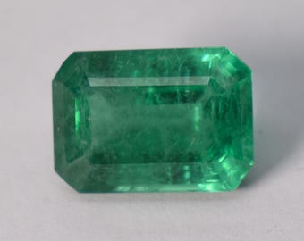 Lab Grown Octagon-Step Cut Columbian Emerald, Vivid Green Emerald ,Green Emerald, Loose Gemstone, May Birthstone ,18X13 mm