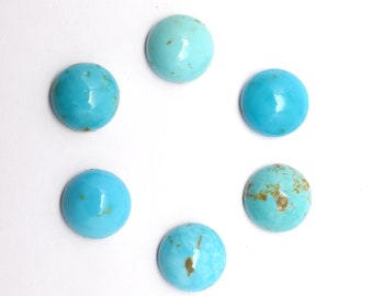 Cabochon rotondi di turchese naturale dell'Arizona, pietre preziose sfuse di cristallo turchese per la creazione di gioielli, dimensioni da 3 mm a 12 mm, cabochon calibrati.