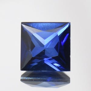 Royal Blue Sapphire Square Faceted Gemstone Princess Cut Sapphire Gem Multiple Sizes to Choose Lab Gemstone 4 mm To  16 mm Calibrated