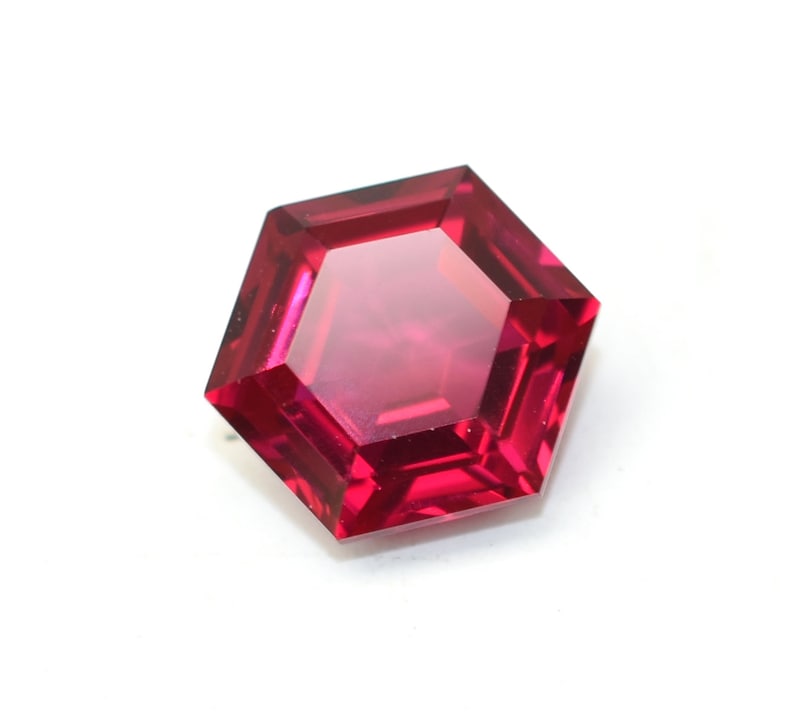 Lab Grown Red Ruby Hexagon 6 MM To 20 MM Sizes Available Lab Grown Pigeon Blood Ruby Corundum Gemstone For Jewelry Making image 2