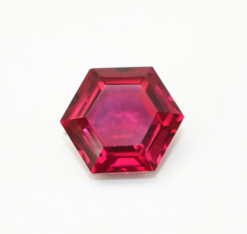 Lab Grown Red Ruby Hexagon 6 MM To 20 MM Sizes Available Lab Grown Pigeon Blood Ruby Corundum Gemstone For Jewelry Making image 3