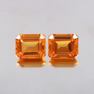 Orange Sapphire Octagon Cut 5X3 mm 6X4 mm 7X5 mm 8X6 mm 9X7mm 10X8 mm 12X10 mm 14X10 mm 16X12 mm 18X13 mm 20X15 mm Calibrated Loose Gemstone