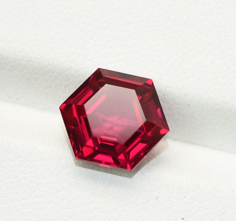 Lab Grown Red Ruby Hexagon 6 MM To 20 MM Sizes Available Lab Grown Pigeon Blood Ruby Corundum Gemstone For Jewelry Making image 5