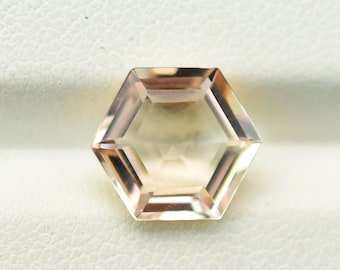 Lab Created Peach Morganite Hexagon 6 MM To 20 MM Sizes Available Lab Created Peach Morganite Hexagon Gemstone For Jewelry Making