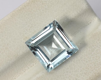 Lab aquamarijn vierkant gefacetteerd 3 mm tot 12 mm maten in laboratorium gemaakte aquamarijn vierkant geslepen gekalibreerde losse edelstenen voor het maken van sieraden.