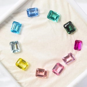 Lab Created Multi Sapphire Gemstone Set: Emerald Cut, Jewelry Making