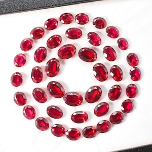 Rubi vermelho oval facetado tamanho 5 x 3 mm a 15 x 12 mm, pedra preciosa solta calibrada para fabricação de joias, rubi sangue de pombo, coríndon, pedras preciosas de laboratório