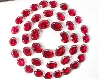 Red RUBY Oval Faceted 5X3 mm To 15X12 mm Size Calibrated Loose Gemstone For Jewelry Making Pigeon Blood Ruby Corundum Lab Gemstones