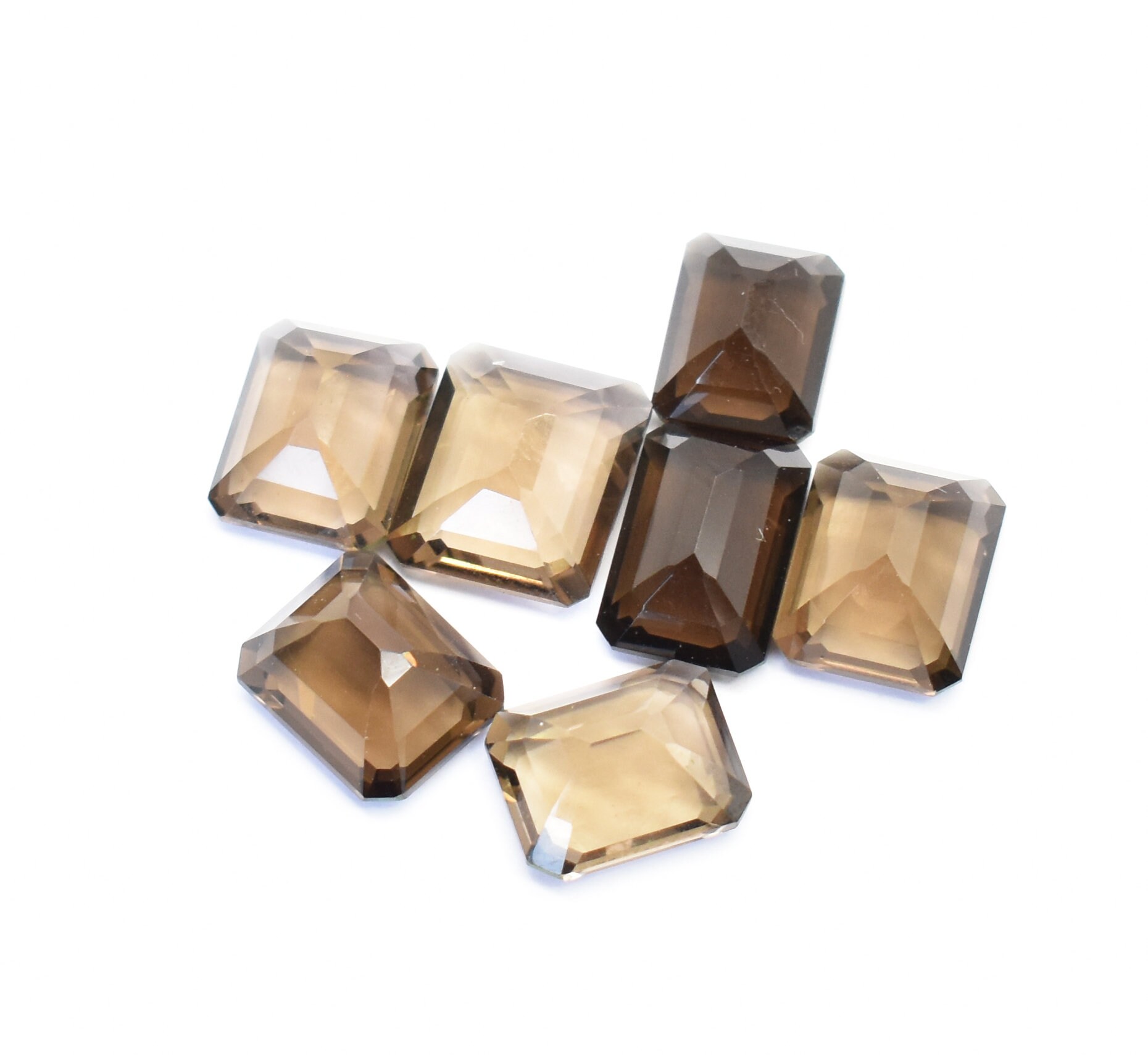 天然スモーキークォーツ八角形ファセット宝石ルース宝石校正済みmm