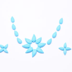 Blue Turquoise Carved Leaf Carvings Flat Back Hand Carved Stone Carvings Lab Created Crystal 18X9 mm 15X8 mm 12X6 mm Loose Gemstone