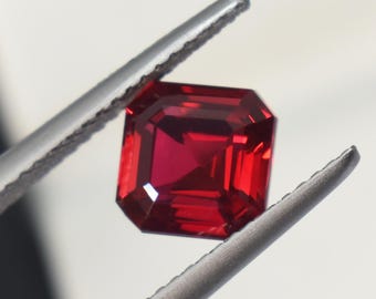 Genuine Lab Grown Hydrothermal Ruby Asscher 7 mm 2.40 Cts Loose Gemstone For Jewelry Makings