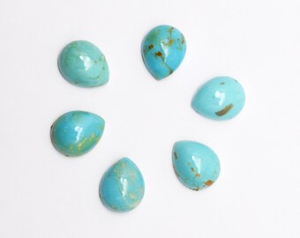 Natural Arizona Turquoise Pear Cabochon Turquoise Crystal Loose Gemstones For Jewelry Makings 5X3 MM To 14X10 MM Sizes Calibrated