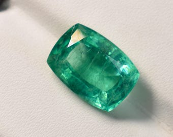 Lab Grown Emerald : Cushion Cut Loose Gemstones 14X10X7 MM