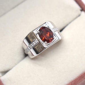 moissanite ring round red garnet engagement ring 92.5 Sterling Silver garnet ring vintage ring jewelry gift
