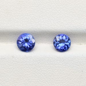 Tanzanite Brilliant Cut Round Pair, 5 MM Tanzanite Round Pair, Natural Tanzanite Pair, 1.25 Carat Tanzanite Pair, Tanzanite For Jewellry.