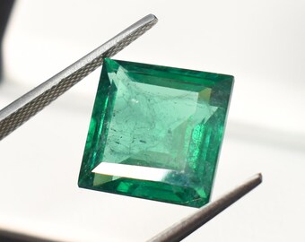 Lab Emerald With Inclusion Square Shape Vivid Green Emerald Loose Gemstone For Jewelry Makings