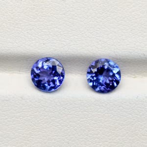 2.15 carat 2 pieces Round 6.00 mm AAA Fire Natural Purple Blue Tanzanite {Flawless-VVS Clarity} Loose gemstone For Jewelry Makings
