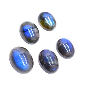 Natural Blue Fire Labradorite Oval Shape Cabochon Calibrated Gemstone Top Quality 14X10 mm 16X12 mm 18X13 mm 20X15 mm Crystal Cabochons