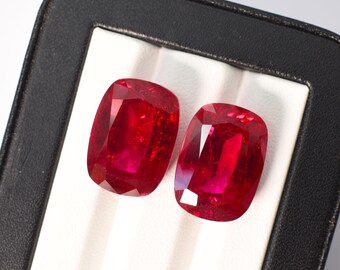 Lab Grown Ruby Cushion cut Gemstones With Visible Inclusion 18X13 mm 20 ct Calibrated Sizes Ruby Corundum Loose Gemstone For Jewelry Makings