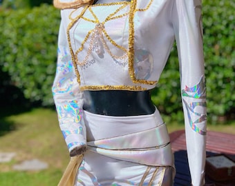 Kpop Demon Hunters Mira Golden Sequin Shimmer Cosplay Costume