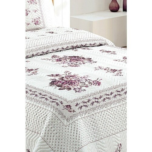 Flower Double Quilted Bedspread Set Lilac Etsy