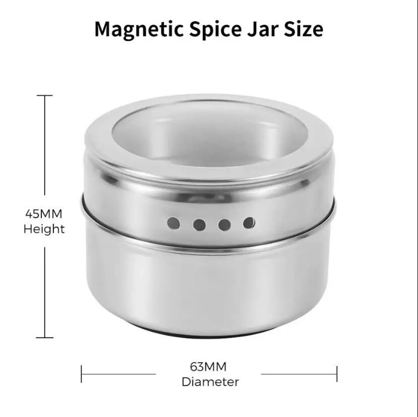 Talented Kitchen Magnetic Spice Jars for Refrigerator - 3oz Metal Spice  Containers with Sift-and-Pour Lids (24 Magnet Spice Jars, 269 Preprinted  Labels, 2 Label Styles)