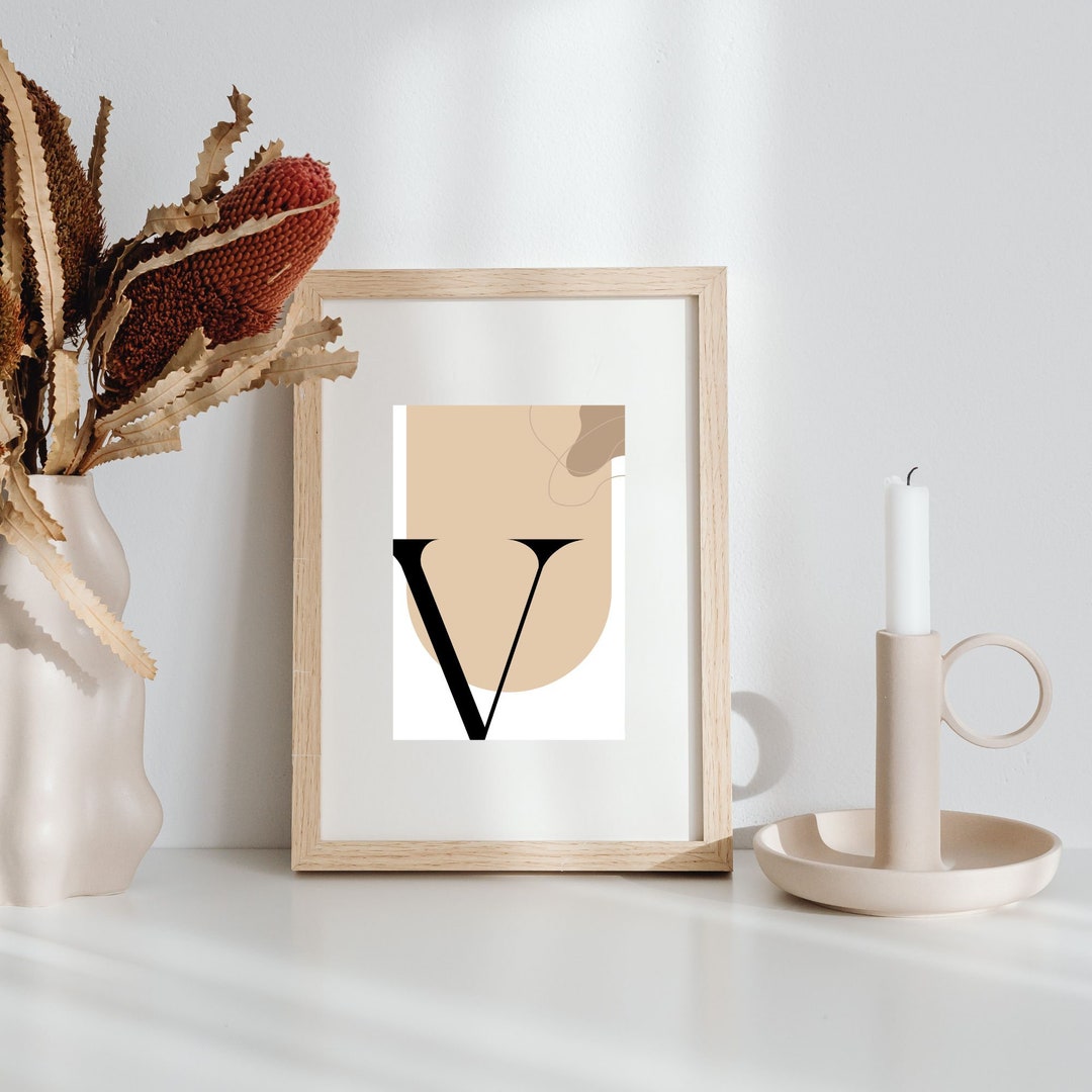 Letter V Wall Art Letter V Artwork Letter V Printable Etsy