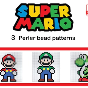 Mario und Luigi Mario Bros Perler Perlenmuster. Hama Perlen 8bit Super Mario Bros Fuse Perlen