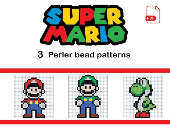 Mario and Luigi Mario Bros Perler bead Hama beads 8bit Super Mario  Bros Fuse beads