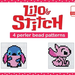 Set di 4 modelli digitali per il download del modello digitale di perline Stitch e Angel